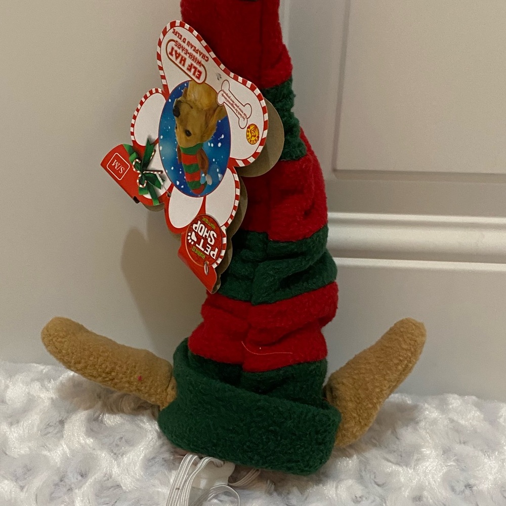 🎄Rubie’s Pet Shop Boutique Dog/Pet Christmas Elf Hat - Red & Green Stripe - S/M